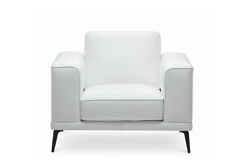 Naples White Leather Chair With Black Legs Living Room Chairs City Furniture