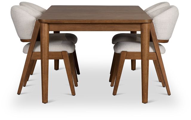 Rockford Light Tone Rect Table & 4 Upholstered Chairs