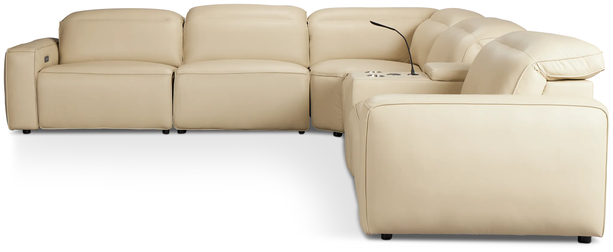 Tidal Beige Lthr/vinyl Medium Dual Power 2-arm Reclining Sectional