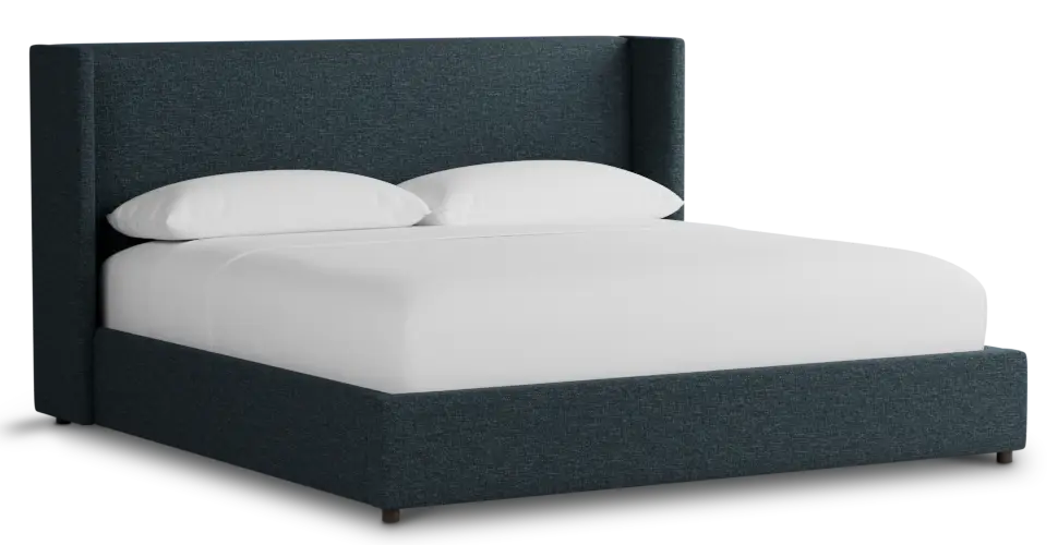 Captiva Elavation Dark Blue 48" Upholstered Shelter Bed Captiva Elavation Dark Blue 48" Upholstered Shelter Bed