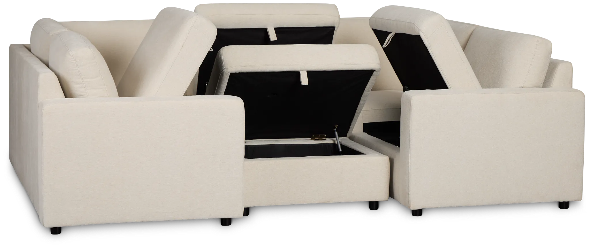 Addie Beige Fabric 6-piece Pit Storage Sectional