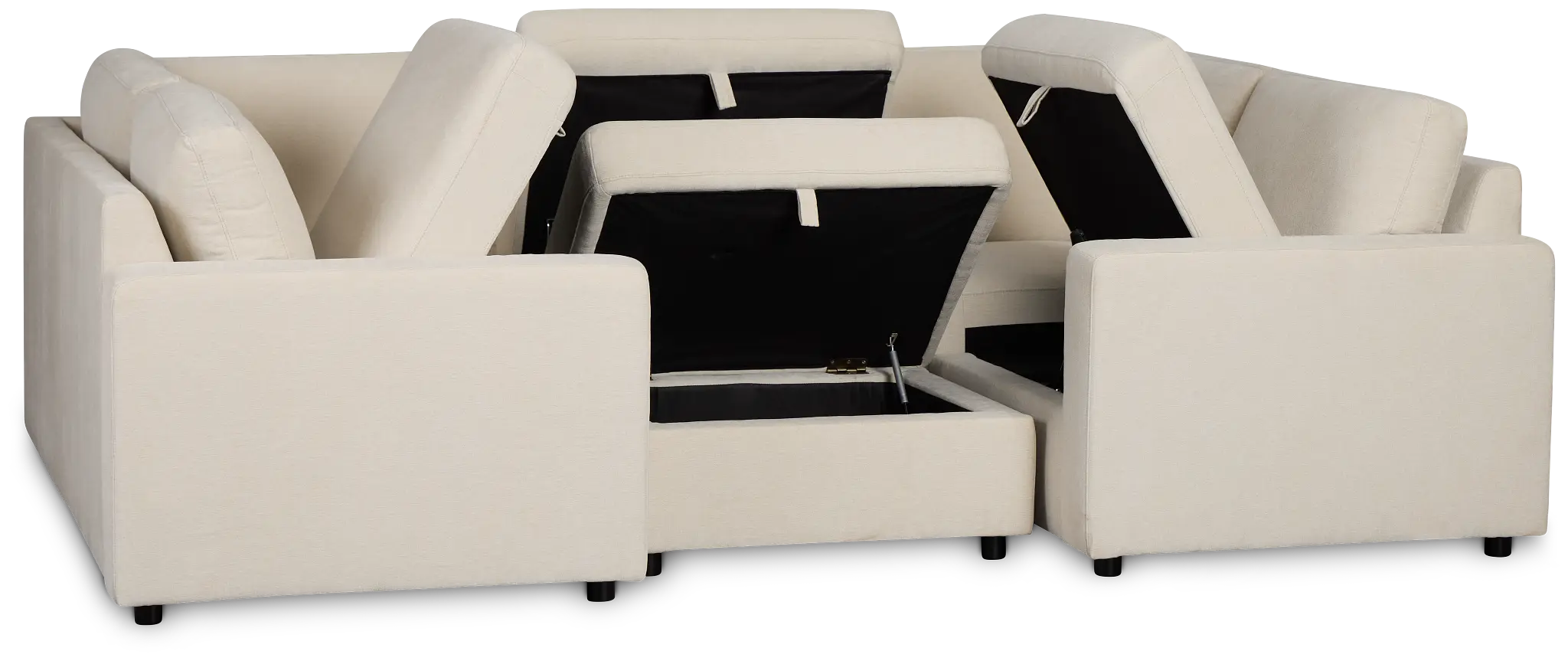 Addie Beige Fabric 6-piece Pit Storage Sectional Addie Beige Fabric 6-piece Pit Storage Sectional