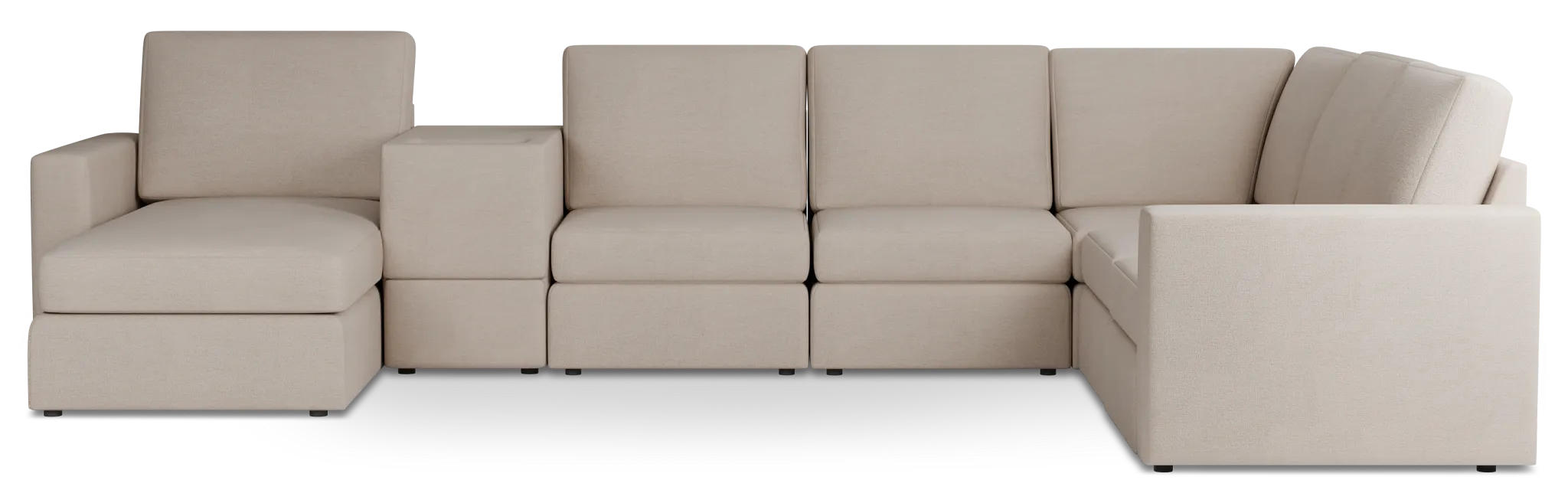 Citymod Beige Fabric Large Left Chaise Sectional With Media Console