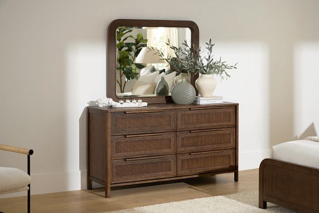 Pacific Mid Tone 6-drawer Dresser & Mirror