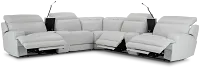 Reign Gray Lthr/vinyl Large Triple Power Reclining Two-arm Sectional