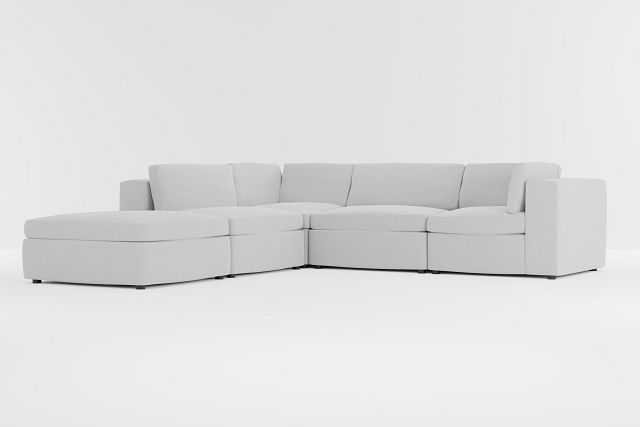 Destin Delray Light Gray Fabric 5pc Bumper Sectional