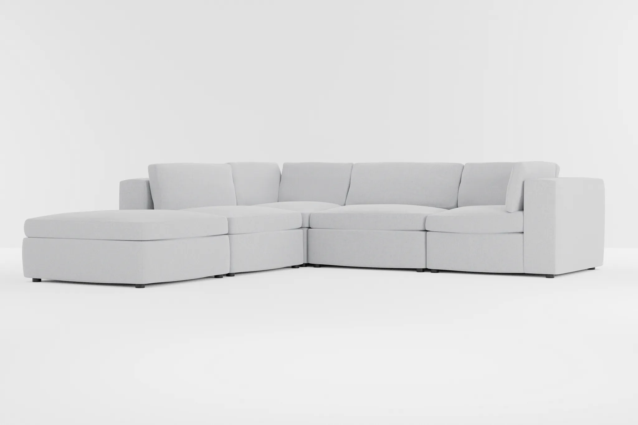 Destin Delray Light Gray Fabric 5pc Bumper Sectional