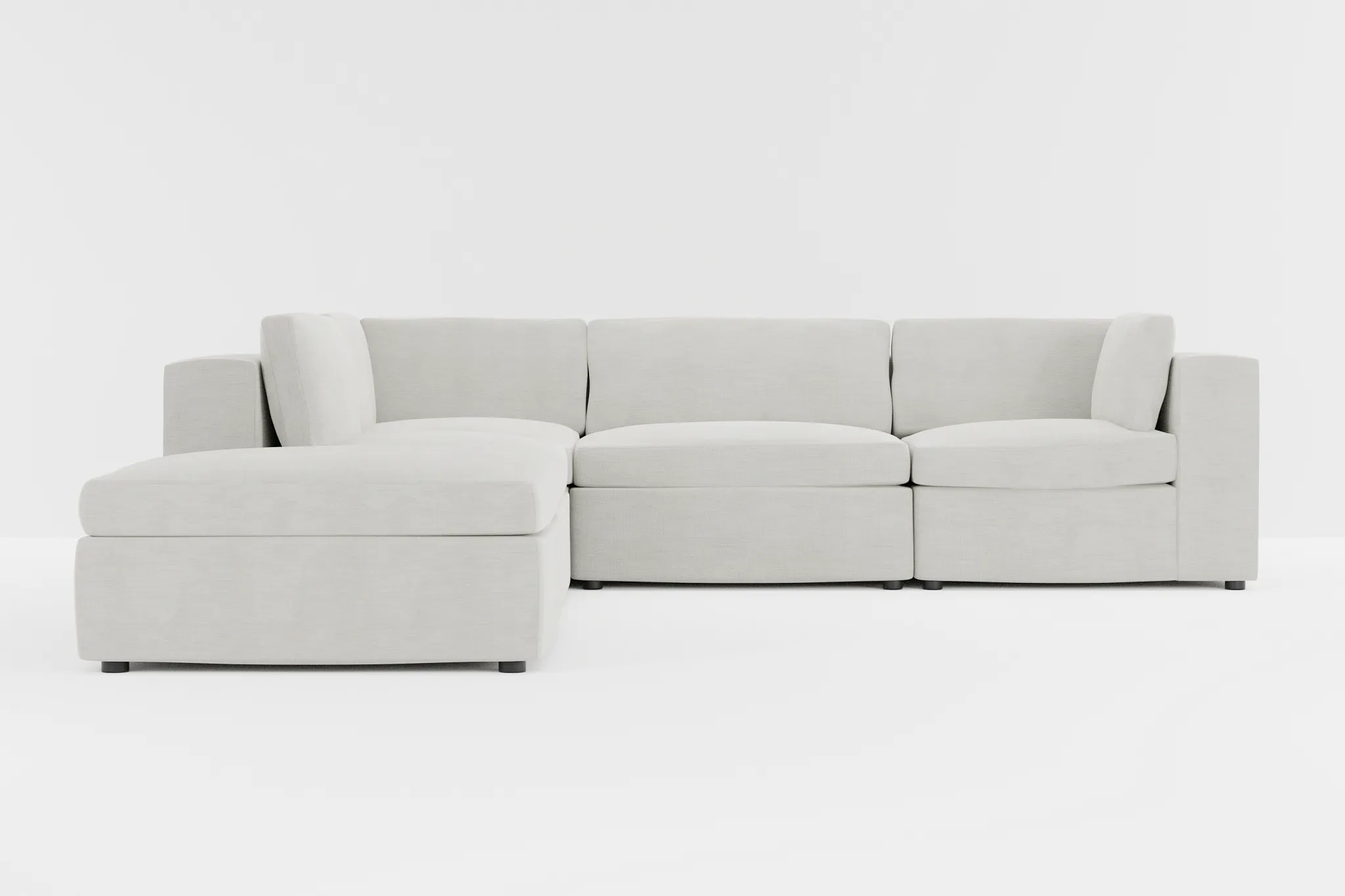 Destin Maguire Ivory Fabric 5pc Bumper Sectional
