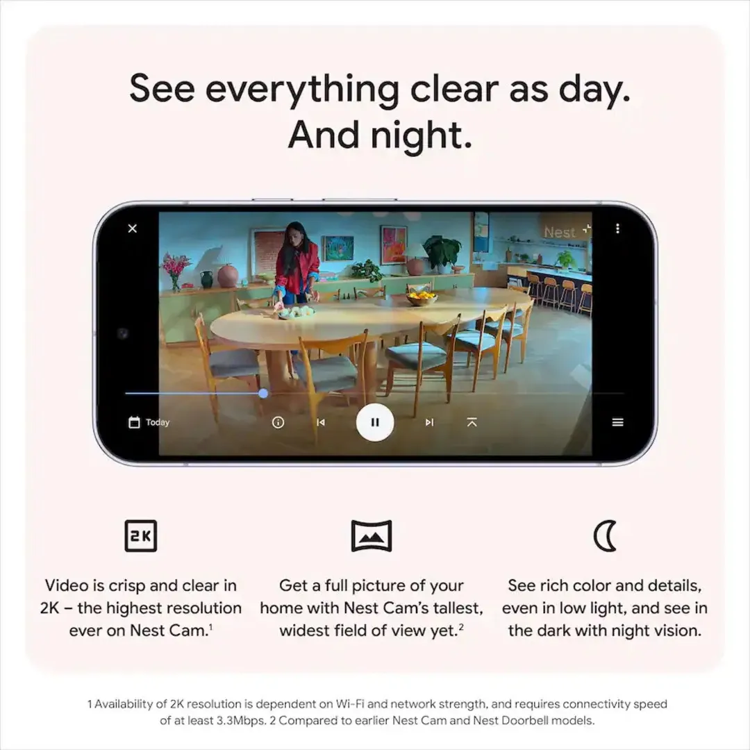Google Nest Cam Indoor Wired 3rd Gen White Indoor Security Cameras