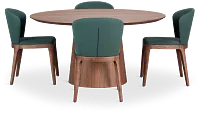 Nomad Mid Tone 59" Round Table & 4 Dark Green Chairs W/ Mid-tone Legs