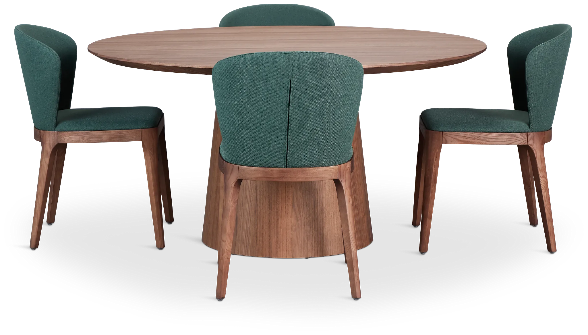 Nomad Mid Tone 59" Round Table & 4 Dark Green Chairs W/ Mid-tone Legs