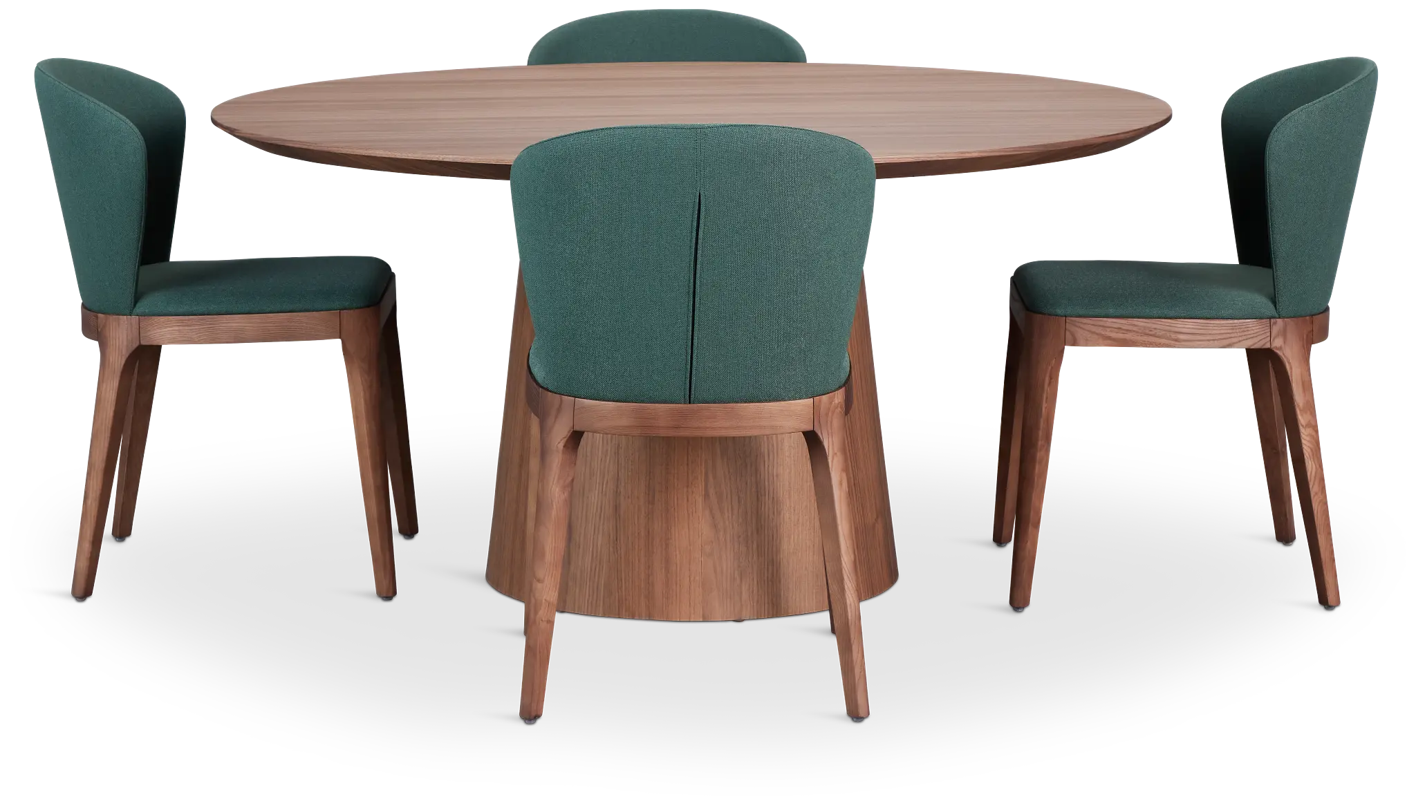 Nomad Mid Tone 59" Round Table & 4 Dark Green Chairs W/ Mid-tone Legs Nomad Mid Tone 59" Round Table & 4 Dark Green Chairs W/ Mid-tone Legs