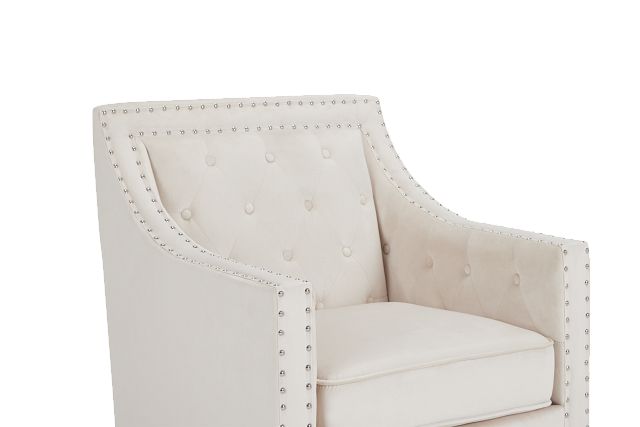 Tiffany Light Beige Velvet Accent Chair