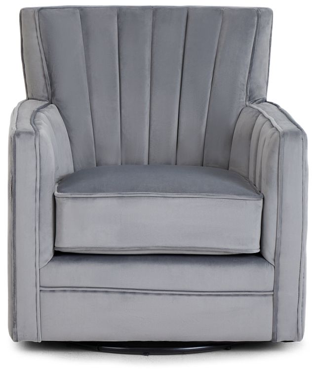Loden Gray Velvet Swivel Accent Chair (3)
