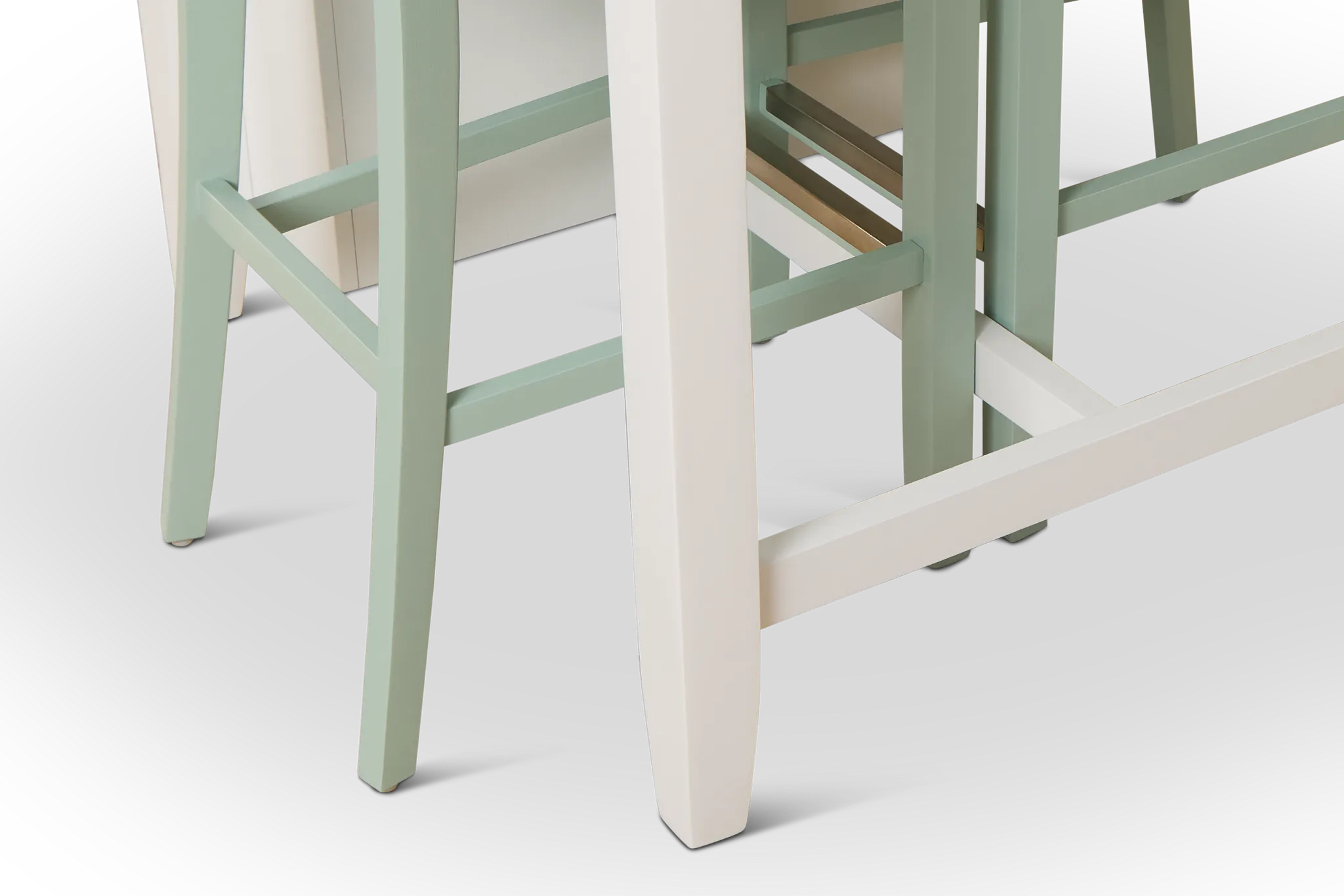 Edgartown White Storage High Table & 2 Light Blue Wood Barstools