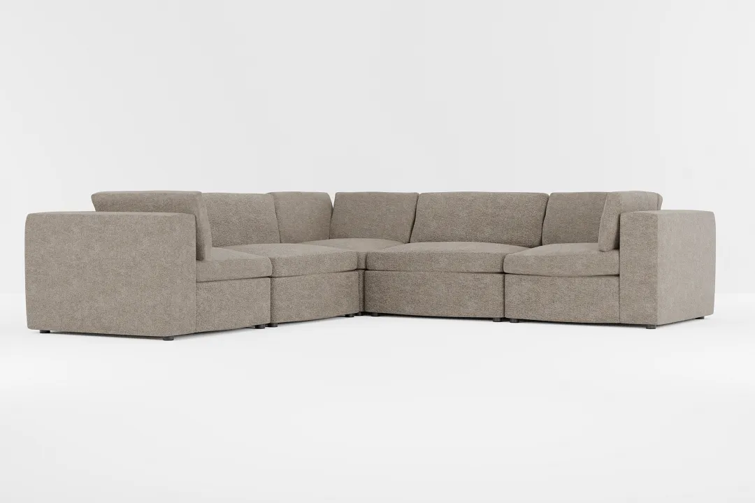 Destin Elite Brown Fabric 5-piece Modular Sectional