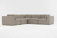 Destin Elite Brown Fabric 5-piece Modular Sectional