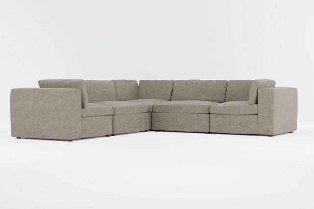 Destin Elite Brown Fabric 5-piece Modular Sectional