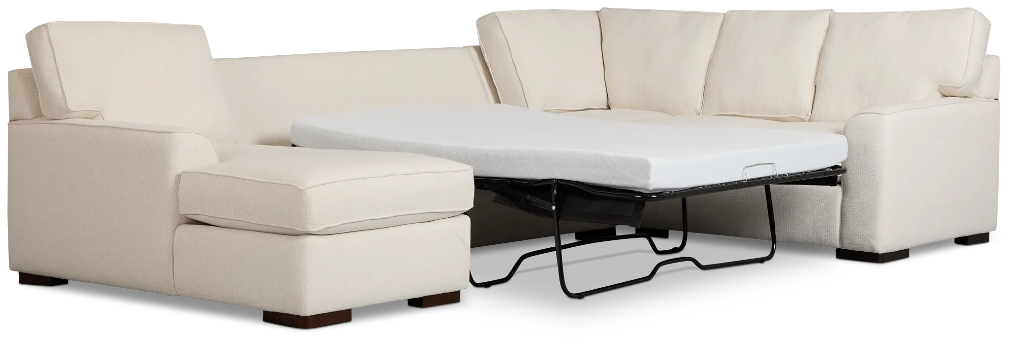Sinclair Light Beige Fabric Left Chaise Memory Foam Sleeper Sectional