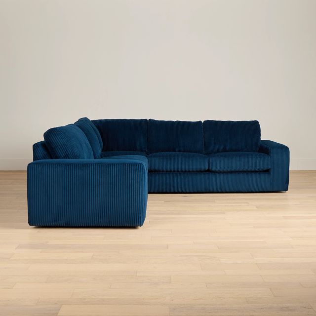 Charlie Dark Blue Fabric Small Two-arm Sectional