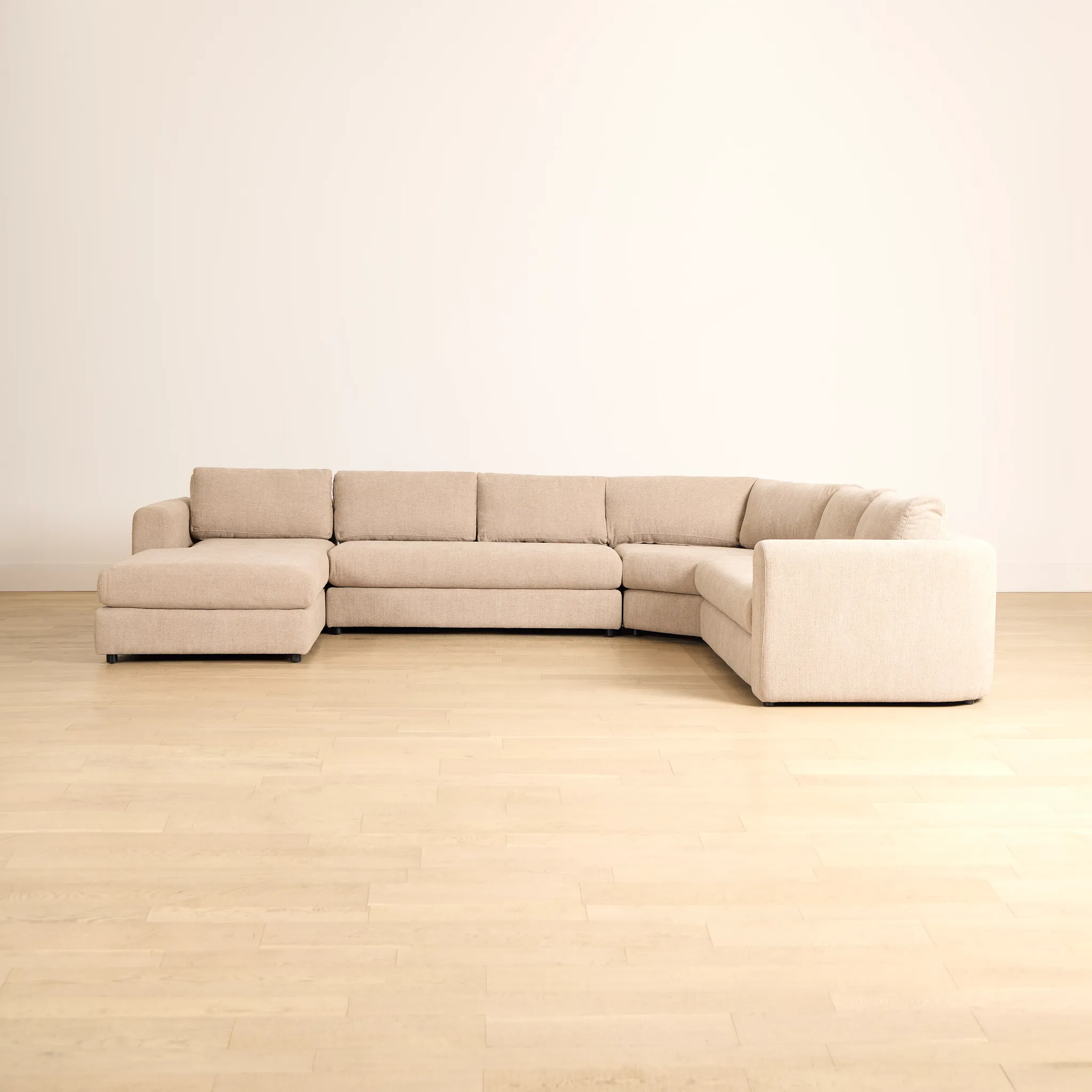 Alma Taupe Fabric Medium Left Chaise Wedge Sectional