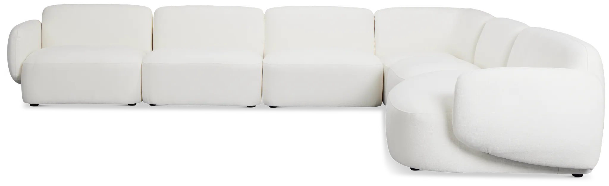 Halsey White Fabric Large Right Cuddler Sectional