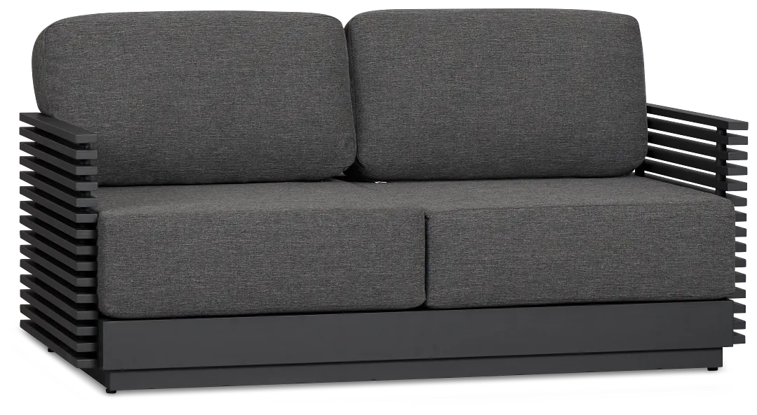 Monterey Black Aluminum Loveseat With Gray Cushions