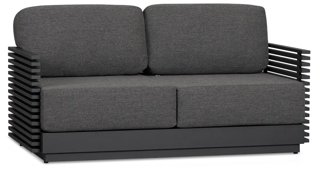 Monterey Black Aluminum Loveseat With Gray Cushions Monterey Black Aluminum Loveseat With Gray Cushions