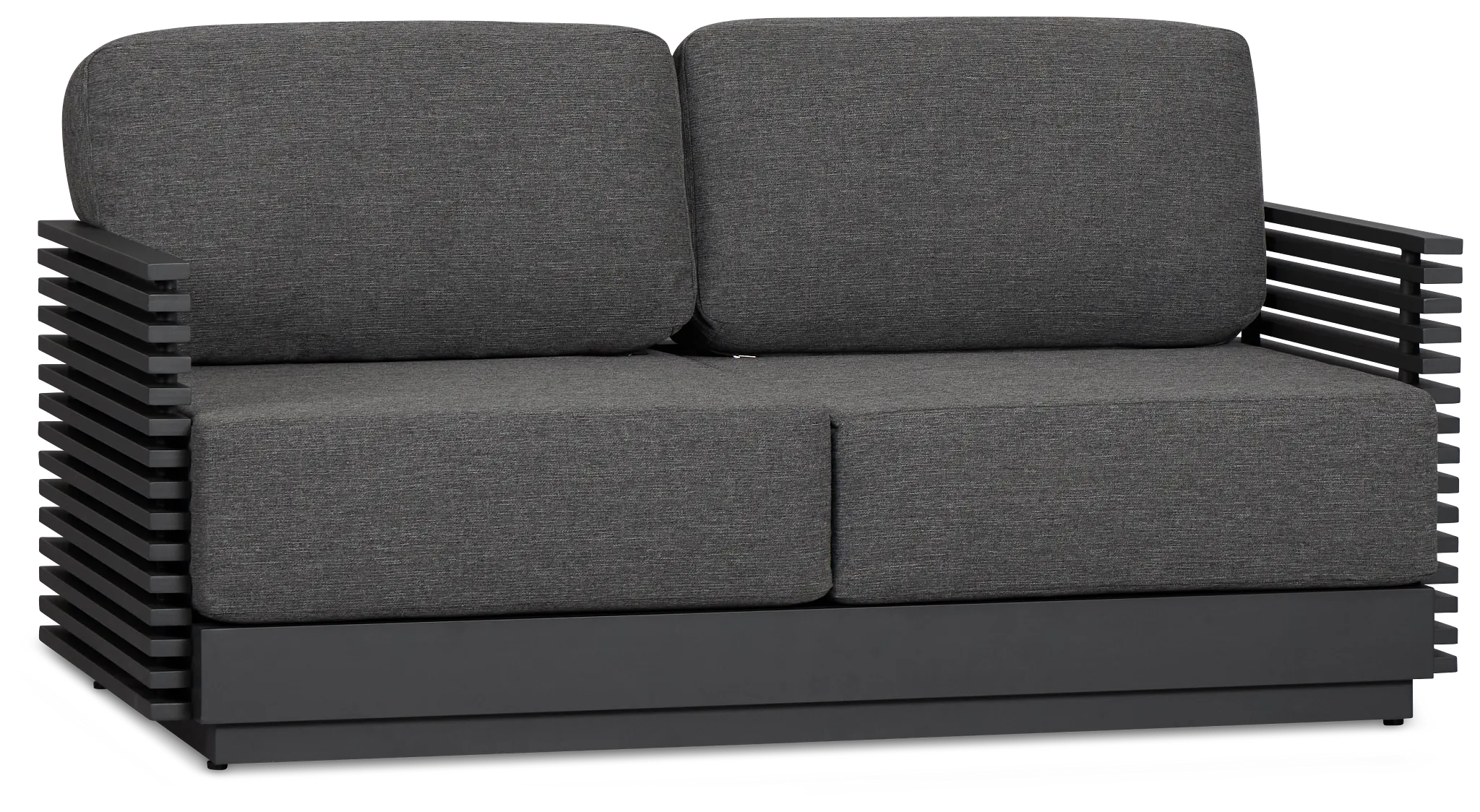 Monterey Black Aluminum Loveseat With Gray Cushions