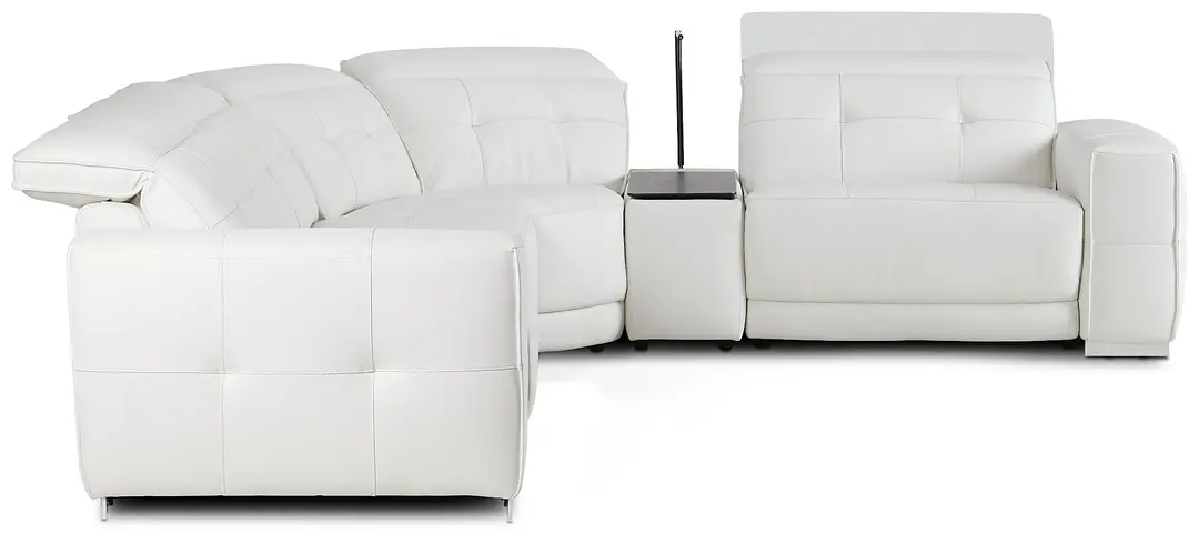 Reva White Leather Small Dual Power Reclining Two-arm Sectional Reva White Leather Small Dual Power Reclining Two-arm Sectional