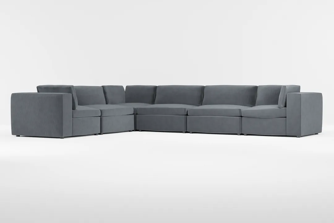 Destin Joya Gray Velvet 6-piece Modular Sectional