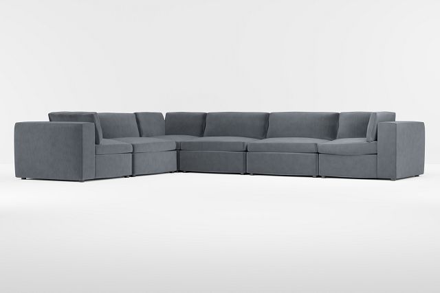 Destin Joya Gray Velvet 6-piece Modular Sectional