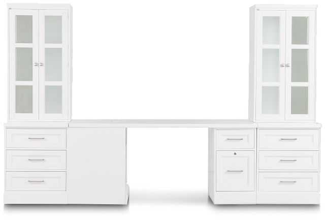 Newport White Small Peninsula Drawer Wall Desk