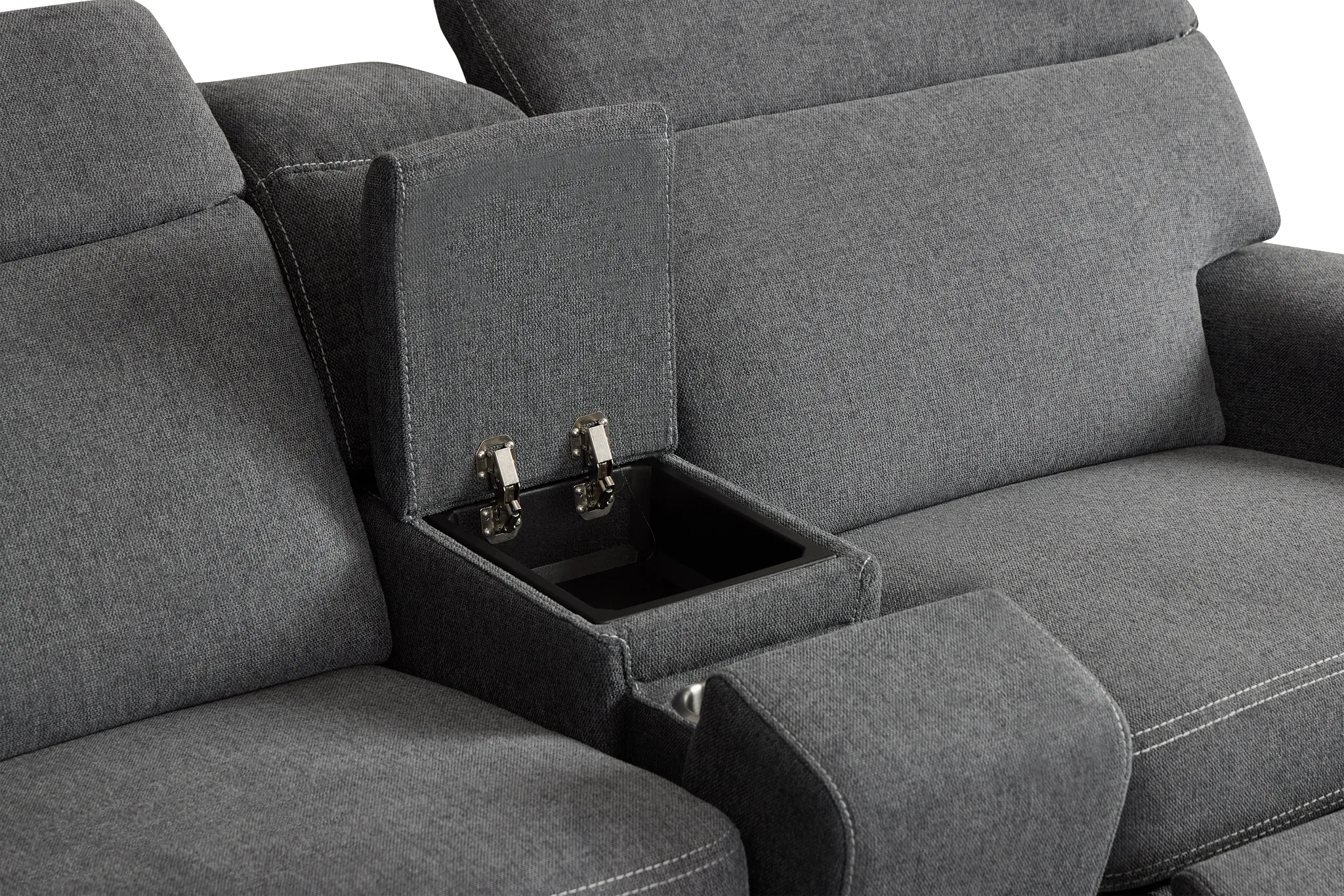 Callum Dark Gray Fabric Medium Dual Power 2-arm Reclining Sectional