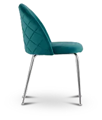 Capri Dark Teal Velvet Upholstered Side Chair W/ Chrome Legs