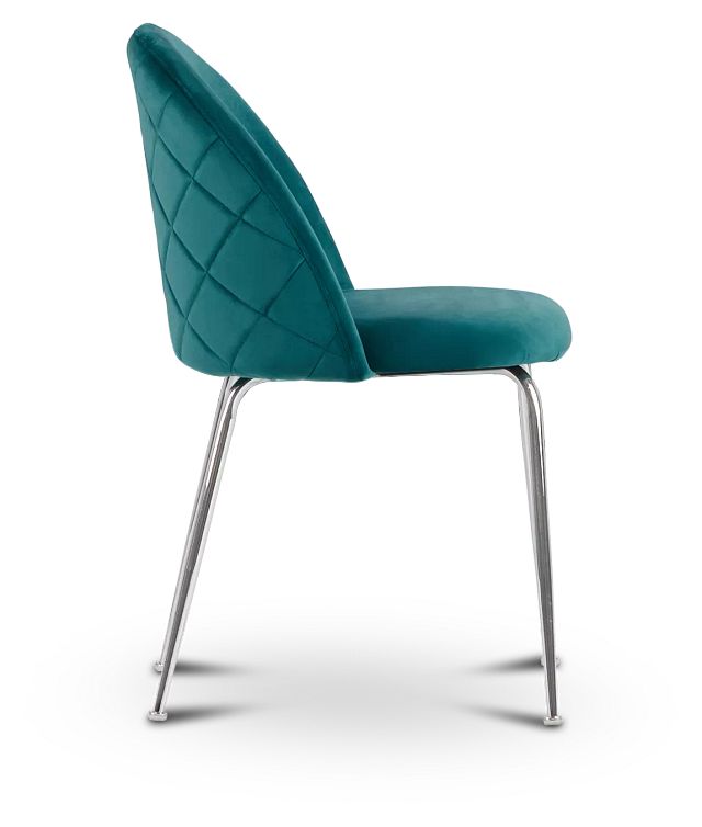 Capri Dark Teal Upholstered Side Chair W/ Chrome Legs (2)