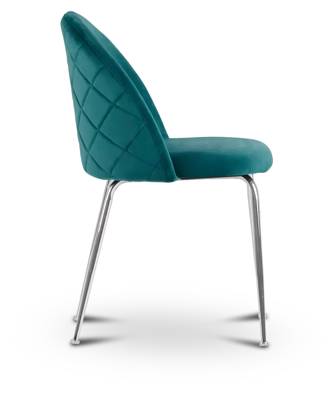 Capri Dark Teal Velvet Upholstered Side Chair W/ Chrome Legs