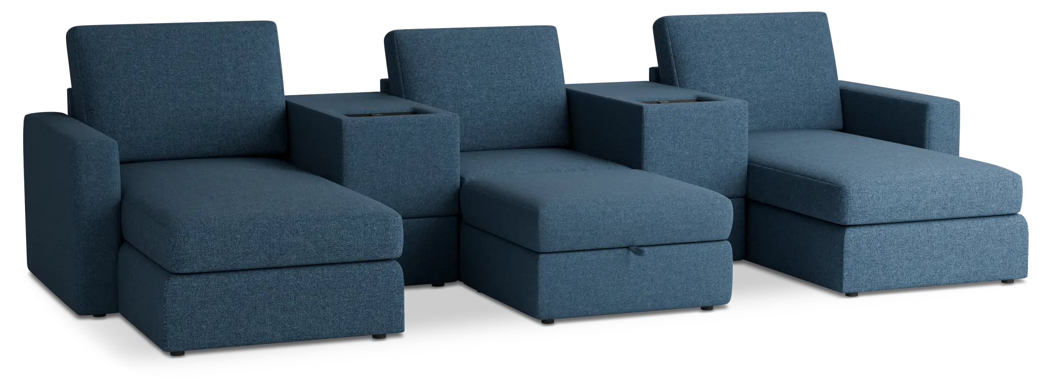 Citymod Blue Fabric 6-piece Home Theater With Storage Consoles Citymod Blue Fabric 6-piece Home Theater With Storage Consoles