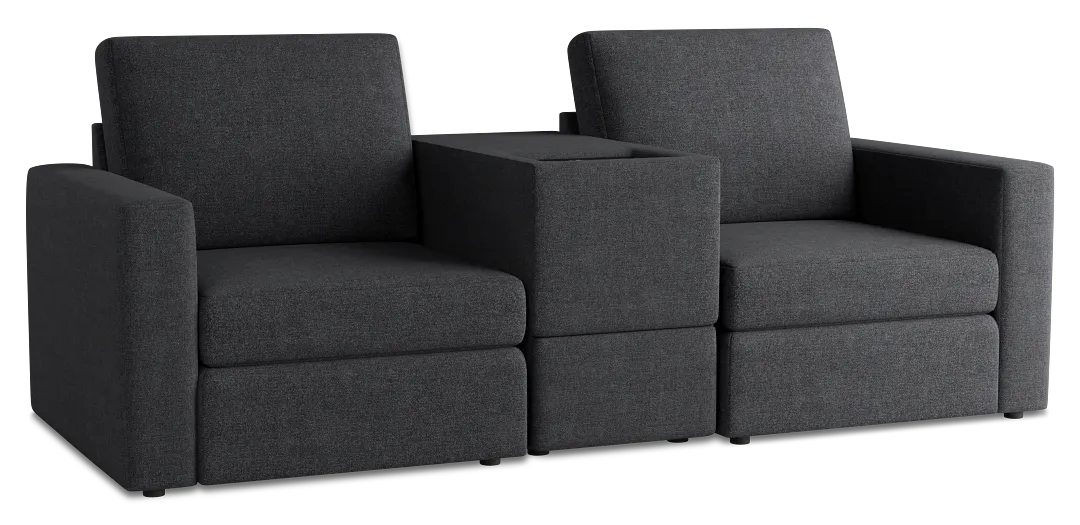Citymod Dark Gray Fabric 3-piece Modular Sofa With Storage Console