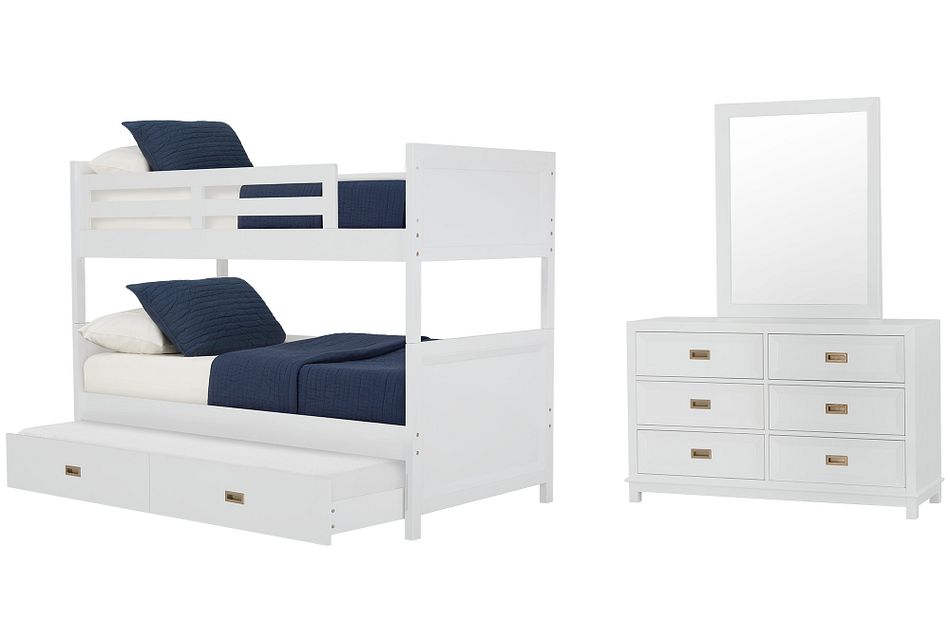 Ryder White Bunk Bed Trundle Bedroom Baby Kids Bedroom Sets City Furniture