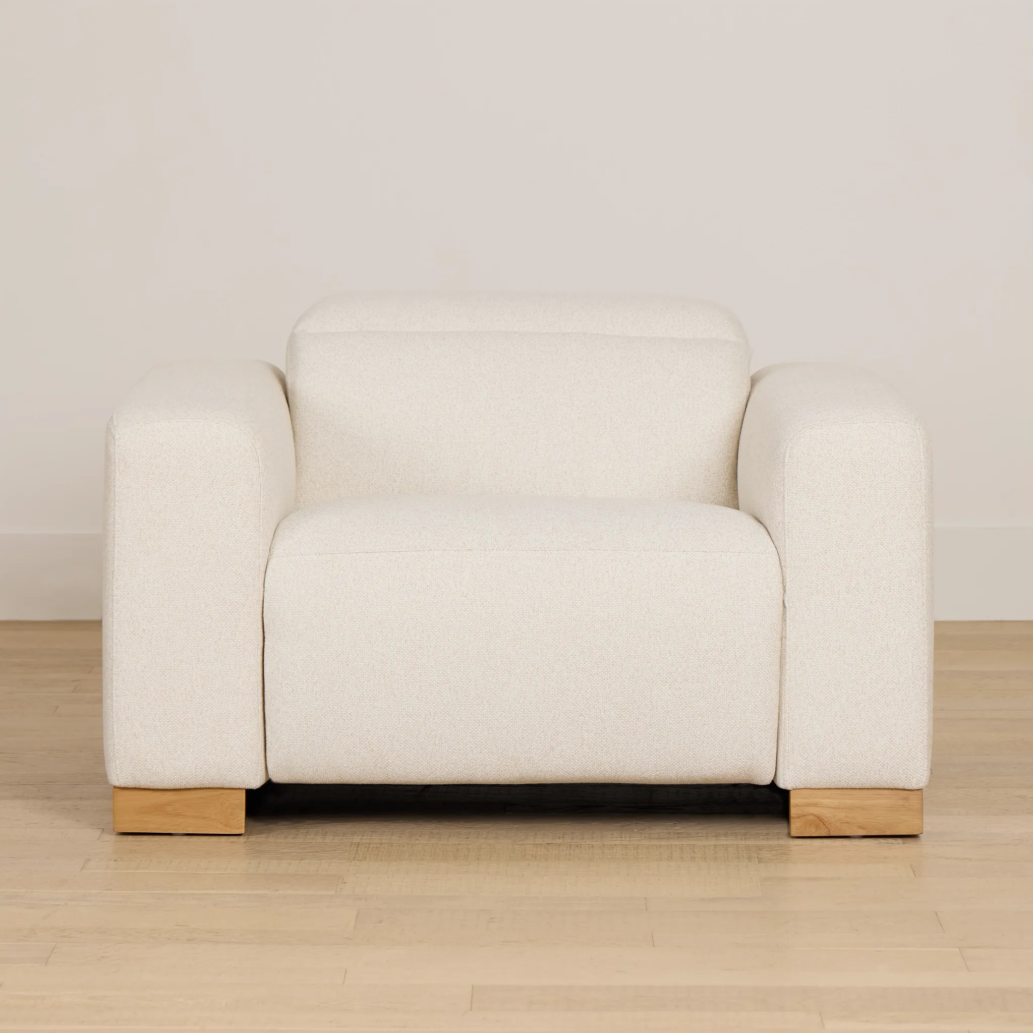 Leona Light Beige Fabric Power Recliner With Power Headrest