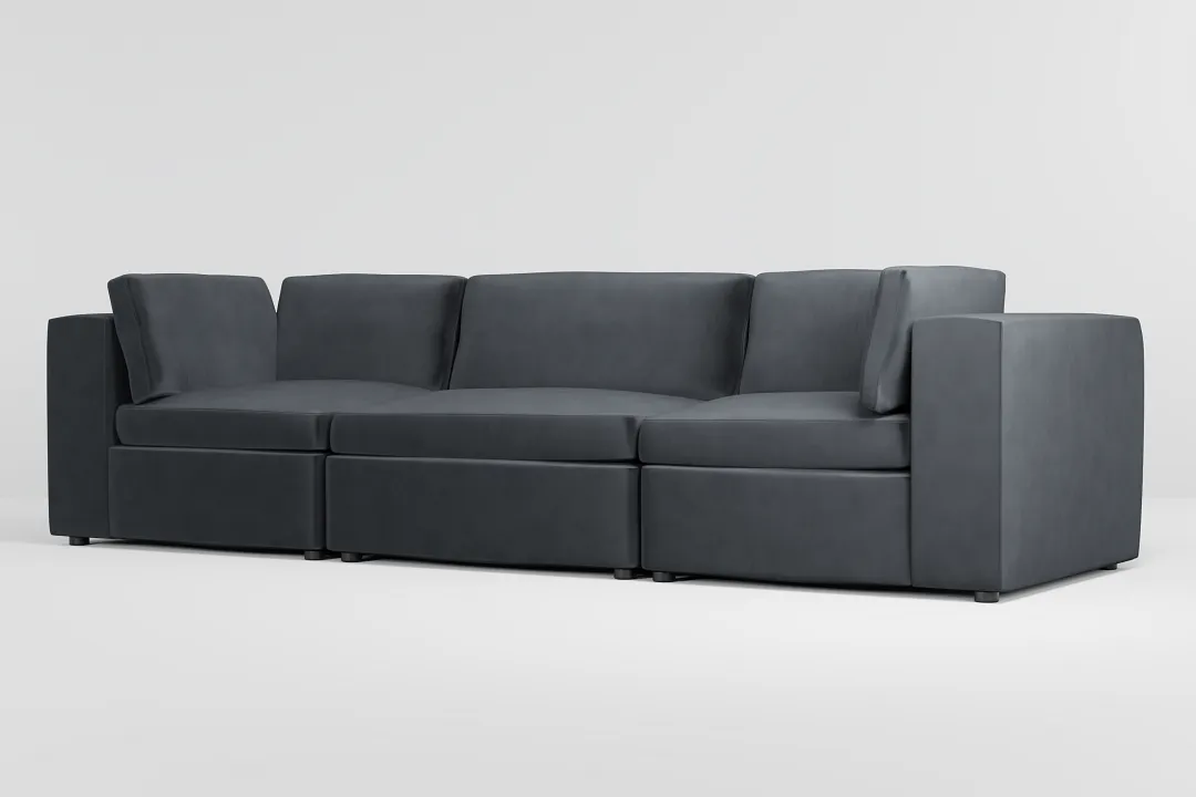Destin Joya Gray Velvet 3-piece Modular Sofa