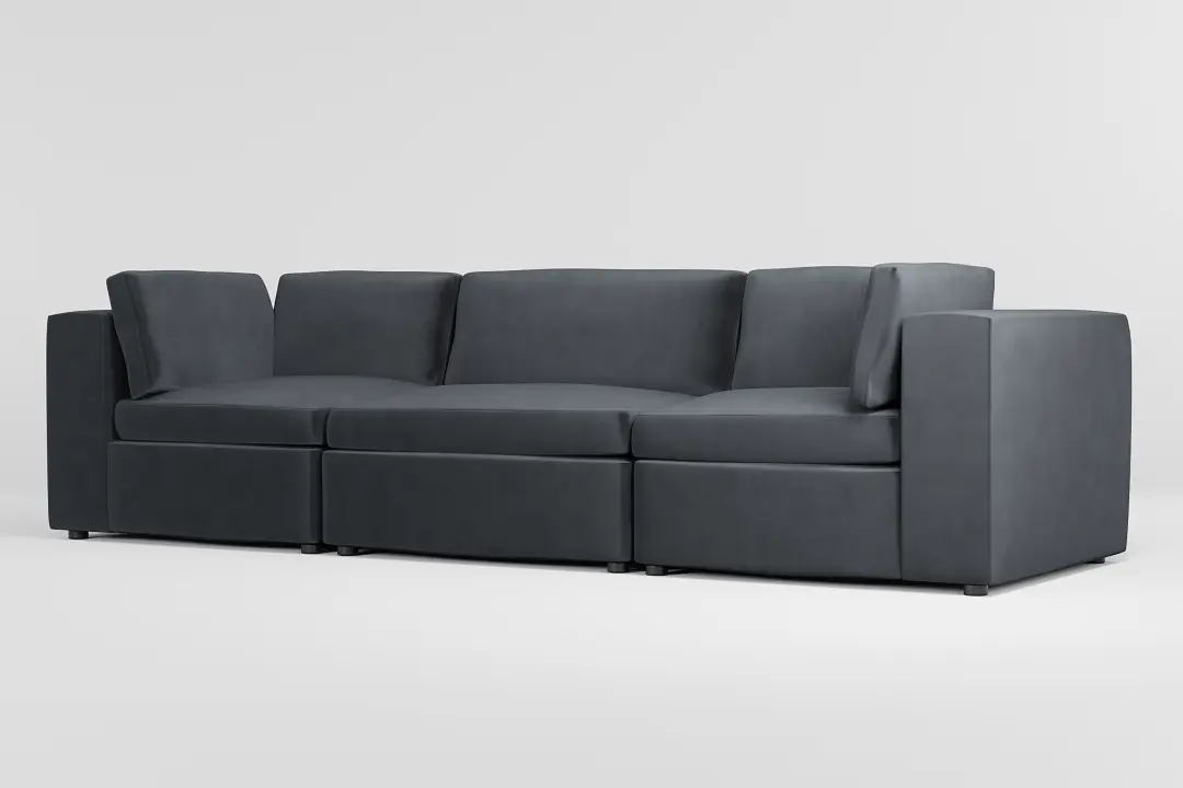 Destin Joya Gray Velvet 3-piece Modular Sofa Destin Joya Gray Velvet 3-piece Modular Sofa