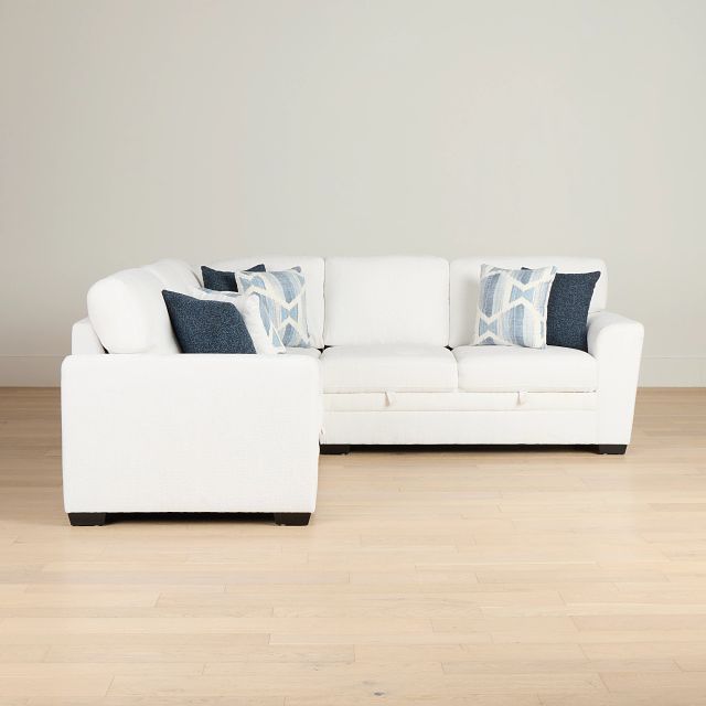 Everly White Fabric Small 2-arm Storage Sectional