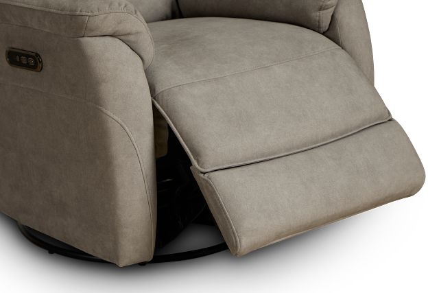 Ryder Beige Micro Power Swivel Glider Recliner