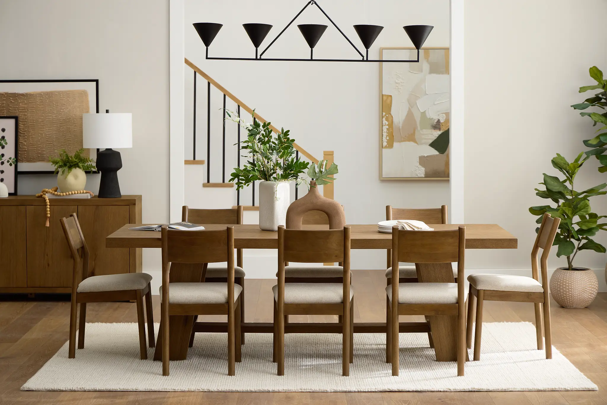 Rochester Mid Tone Rect Table & 8 Uph Chairs Rochester Mid Tone Rect Table & 8 Uph Chairs