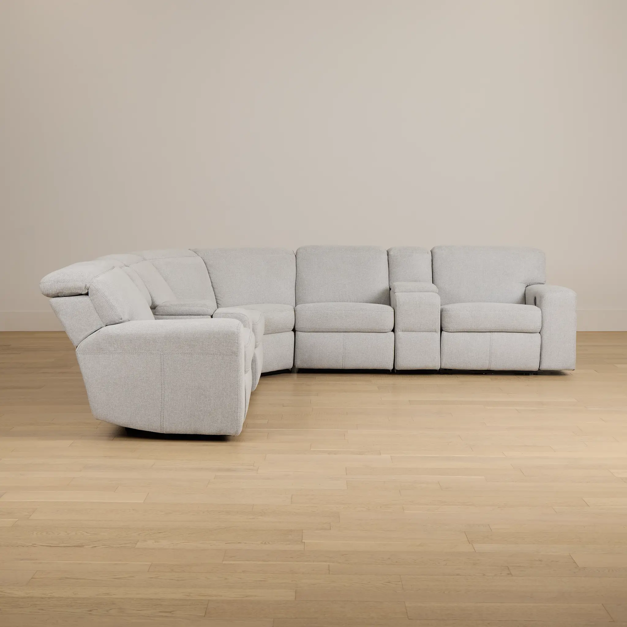 Callum Light Gray Fabric Large Dual Manually Reclining Two-arm Sectional Callum Light Gray Fabric Large Dual Manually Reclining Two-arm Sectional