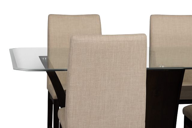 Roswell Glass Table & 4 Upholstered Chairs