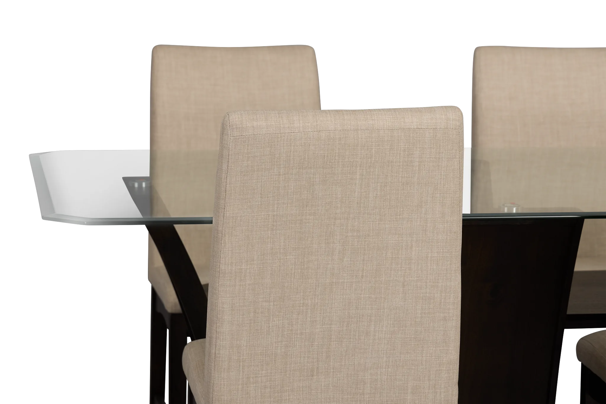 Roswell Glass Table & 4 Upholstered Chairs