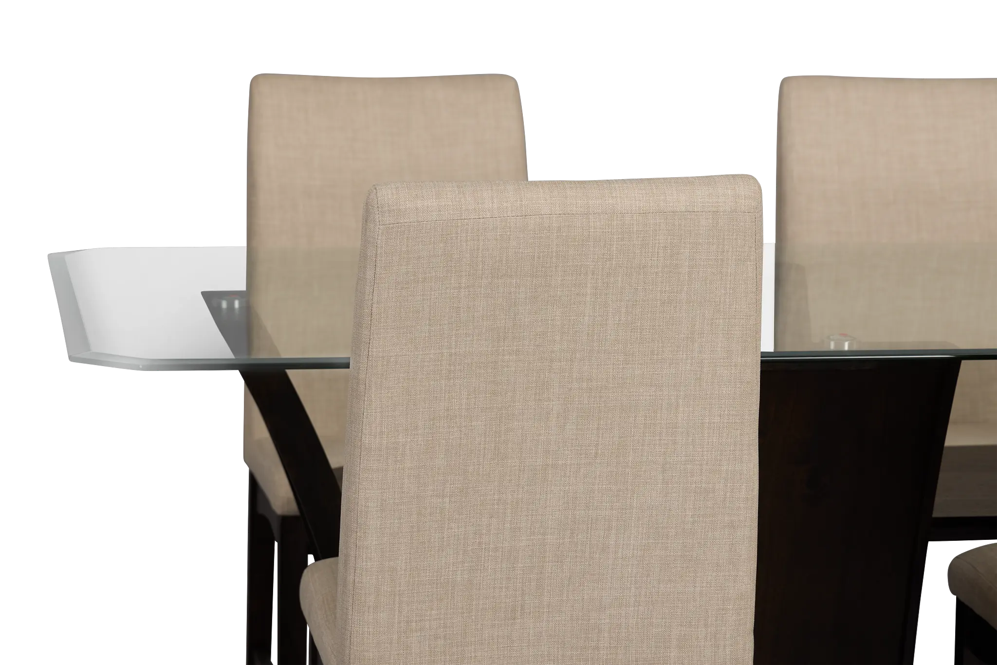 Roswell Glass Table & 4 Upholstered Chairs Roswell Glass Table & 4 Upholstered Chairs